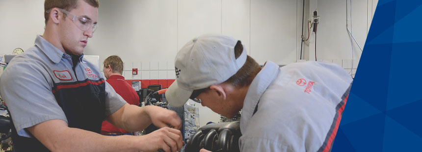Students working on an engine at Texas State Technical College Image