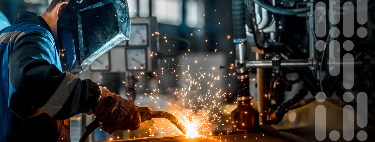 Man welding and sparks flying image